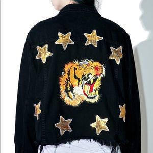 Signature 8 Taiga Embroidered Black Denim Jacket